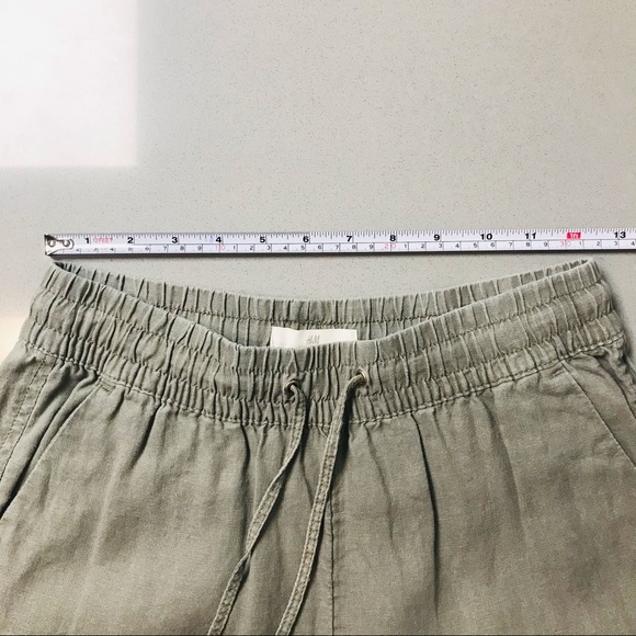 100% Linen Khaki Green Sage Pants - Picture 5 of 7